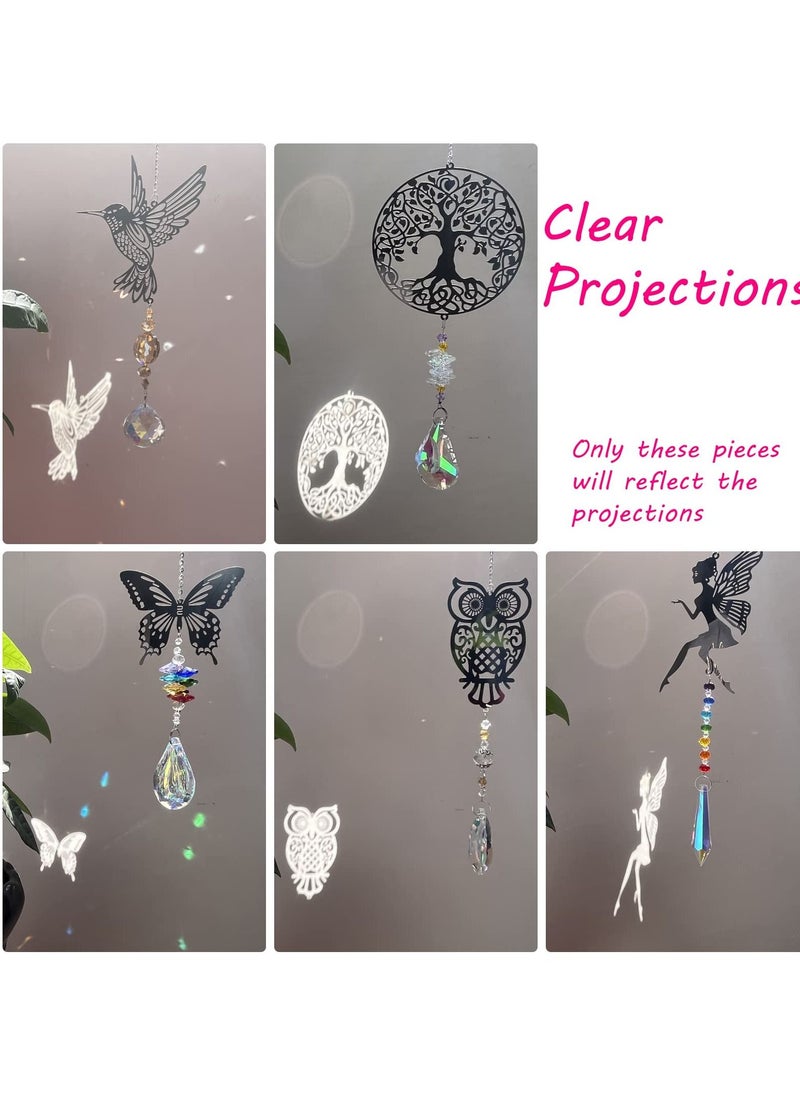 Y&D Crystal Suncatchers with Prisms Hanging, Sun Catcher Decor Indoor Rainbow Maker Ornament Owl Hummingbird Butterfly Prism Suncatchers, Wind Chime Windows Garden Decorations Pack of 5  - Image 5