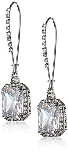 Betsey Johnson CZ Crystal Square Earrings Crystal/Silver Drop Earrings - Image 3