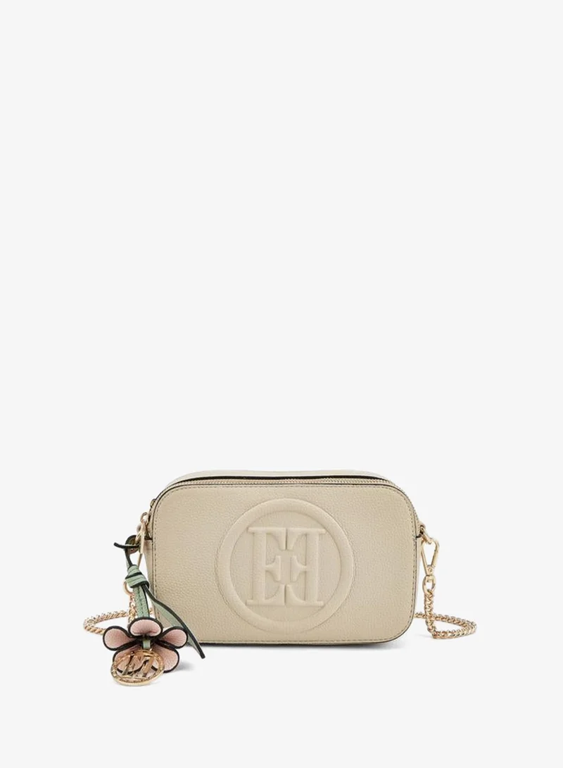 ELLE Monogram Embossed Crossbody Bag With Chain Strap