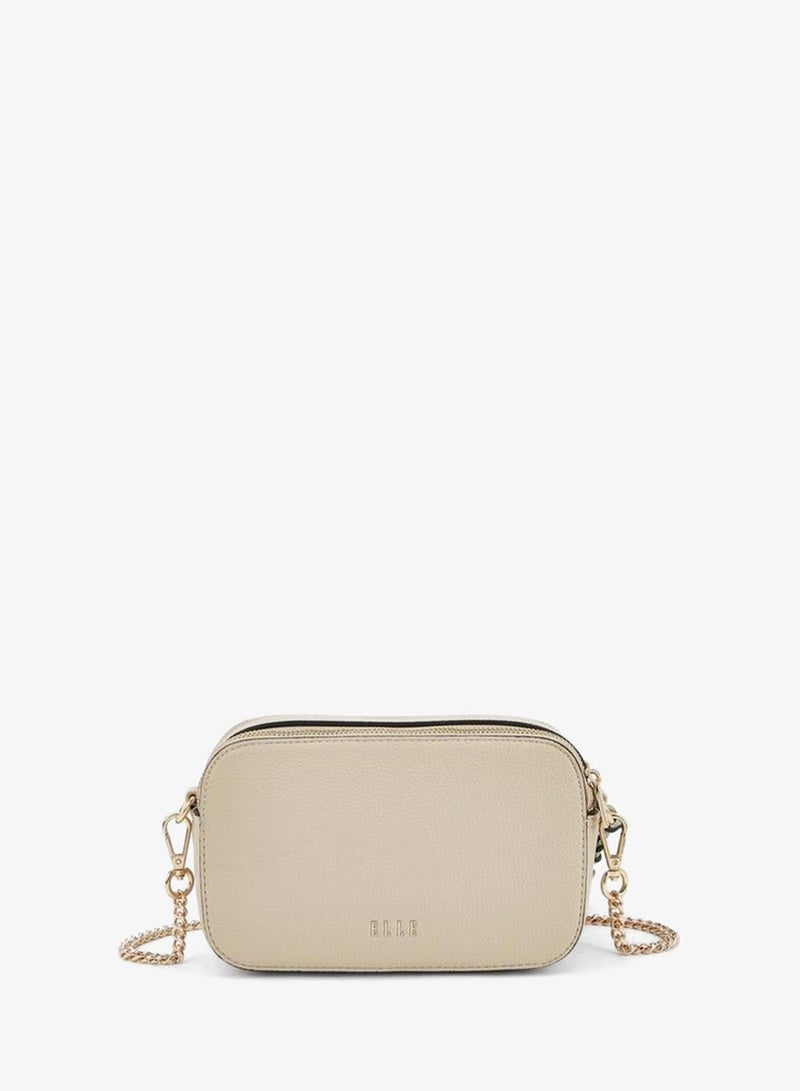 ELLE Monogram Embossed Crossbody Bag With Chain Strap - Image 5