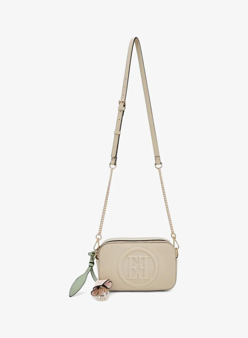 ELLE Monogram Embossed Crossbody Bag With Chain Strap