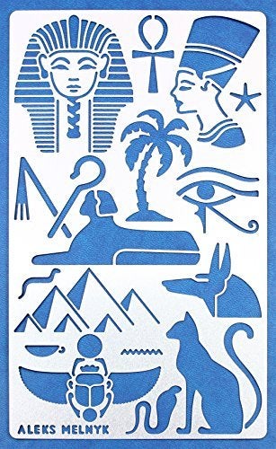Aleks Melnyk No31 Egyptian Metal Journal Stencil Hieroglyphics Stencil for Egyptian Paintings Egyptian Cutouts Steel Template Wood Burning Pyrography and Engraving Painting Bullet Journaling
