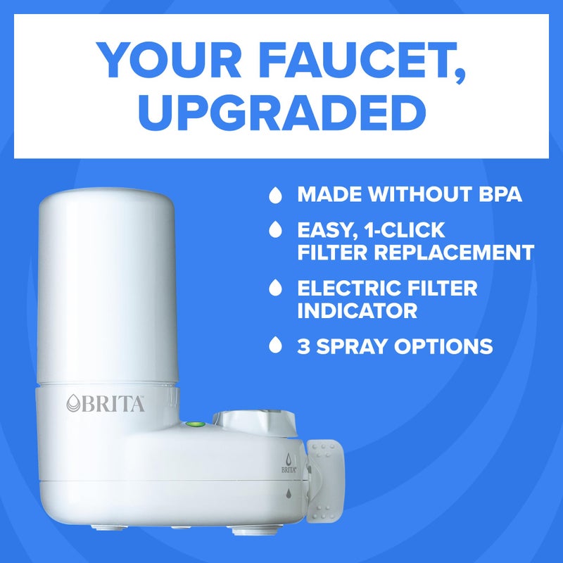 Brita Faucet Mount Water Filter System, White, No-Wait Filtration, Easy Install, Multi-Use Tap Water Filter for Kitchens, Bathrooms & Small Spaces - Image 3