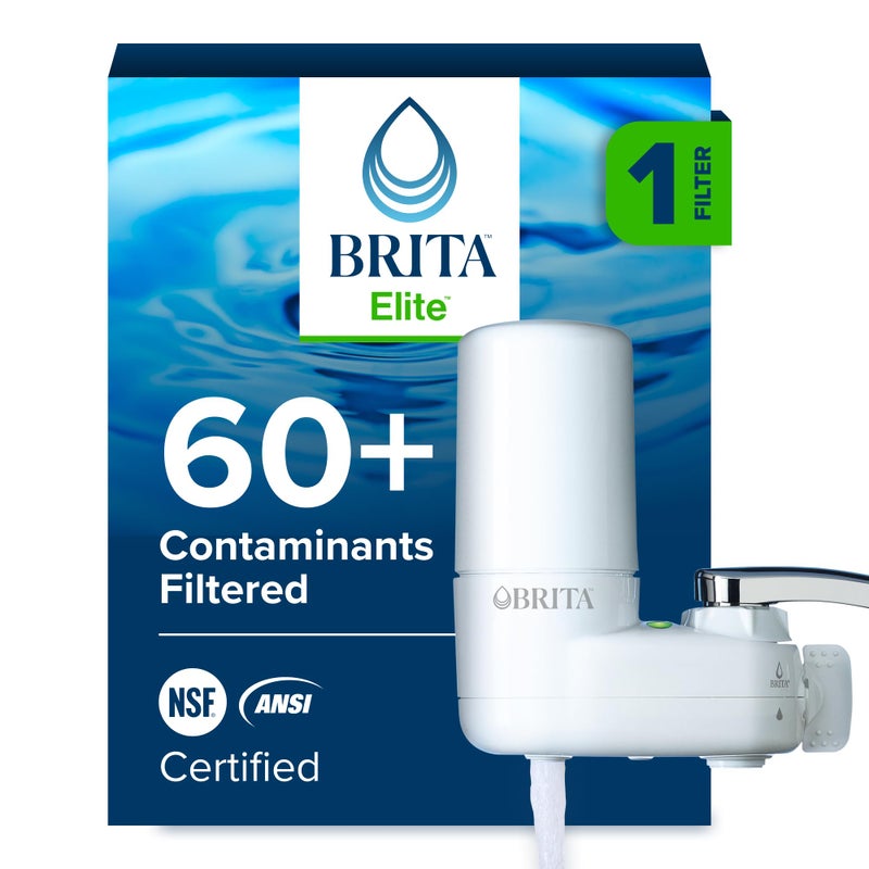Brita Faucet Mount Water Filter System, White, No-Wait Filtration, Easy Install, Multi-Use Tap Water Filter for Kitchens, Bathrooms & Small Spaces - Image 1