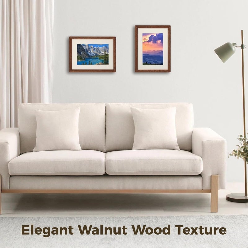 Set of 2, 8-Inch Wooden Picture Frames for Home Décor, Crafted in Walnut with Rounded Corners - Image 2
