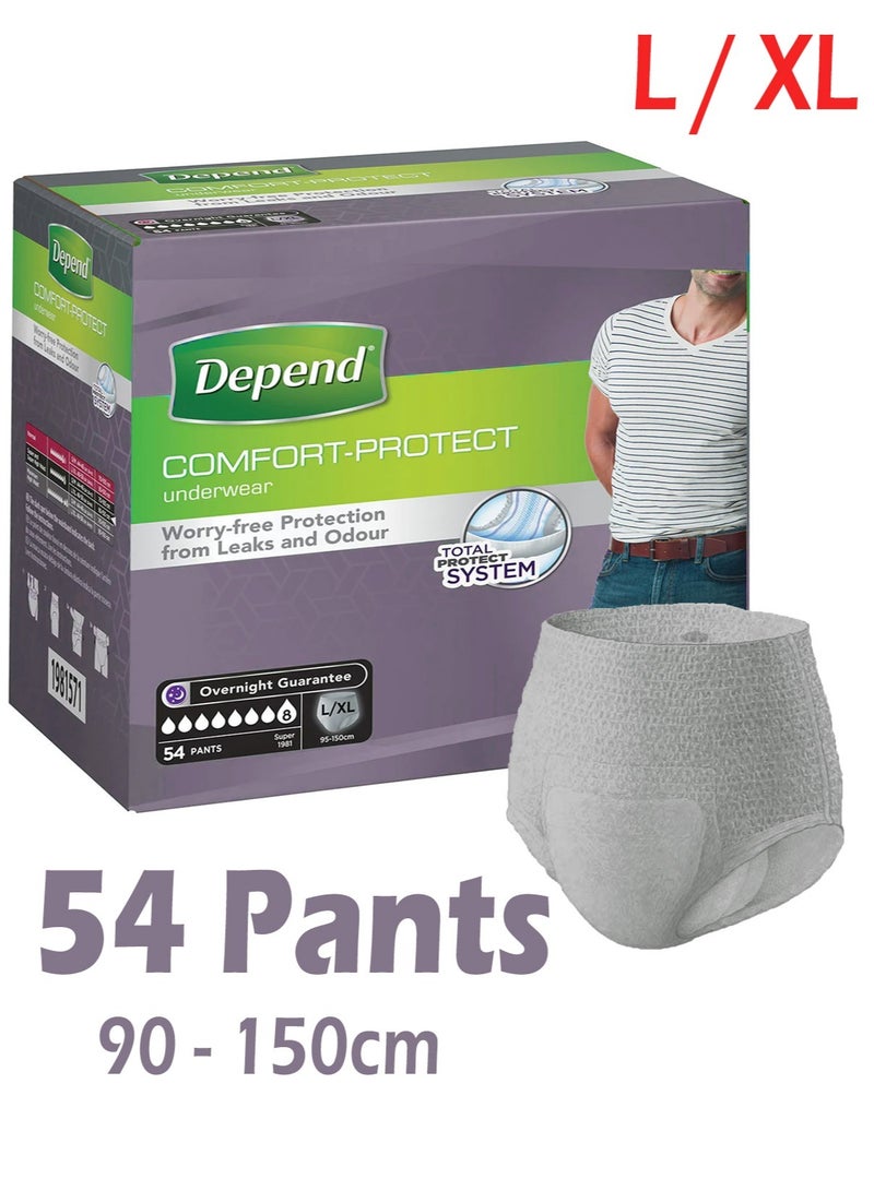 Depend 54-Piece Incontinence Men Adult Diaper Pants With Overnight Protection L/XL - Image 1