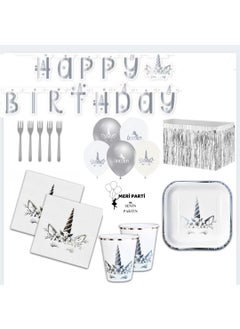 Meri Parti Meri Party Unicorn Silver Party Set Luxury Unicorn Party Set 