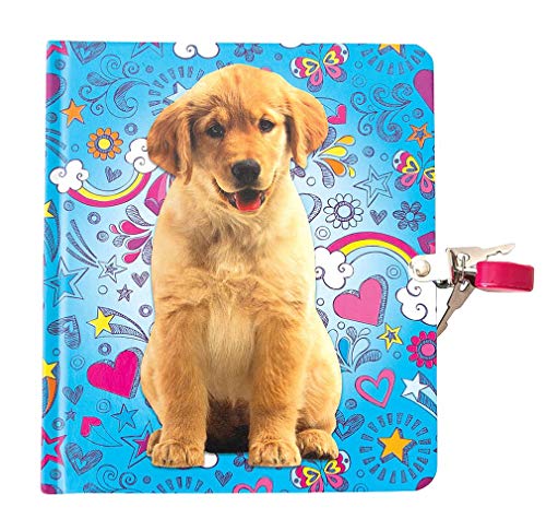 Playhouse Puppy Doodles Shiny Foil Cover Lock Key Lined Page Diary for Girls - Image 1