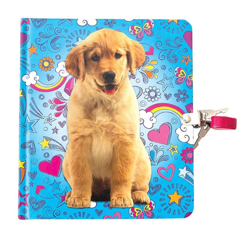 Playhouse Puppy Doodles Shiny Foil Cover Lock Key Lined Page Diary for Girls - Image 3