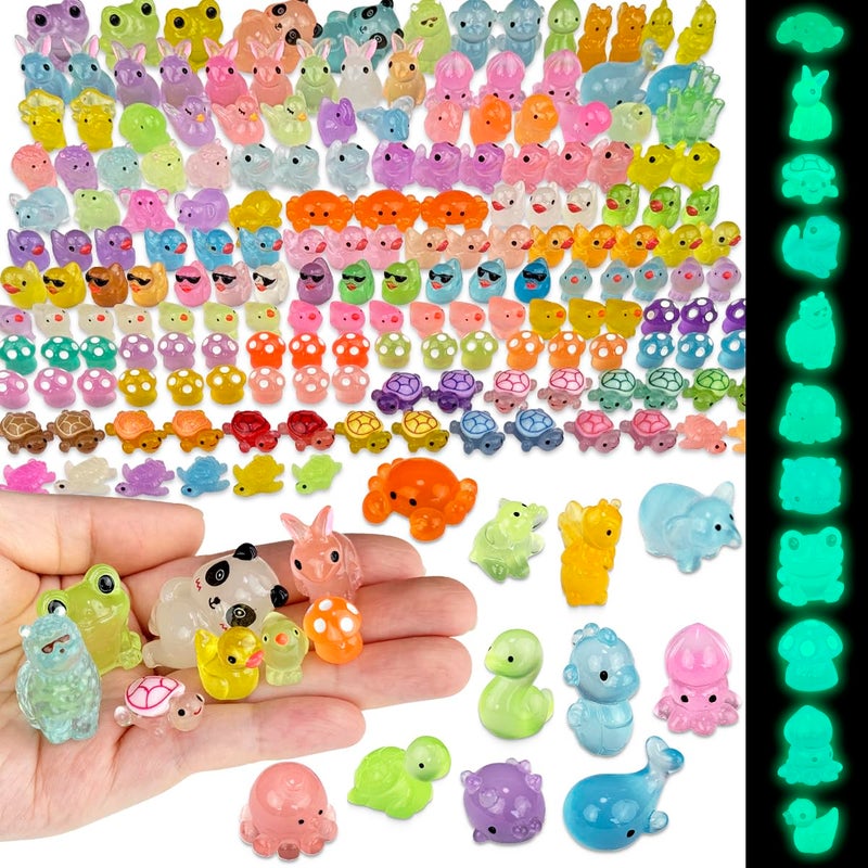 Piemow 160 Pcs Mini Resin Animals Kit Luminous Tiny Resin Animals Figurines Accessories Gifts for Aquarium Fairy Garden Bonsai Decor - Image 2