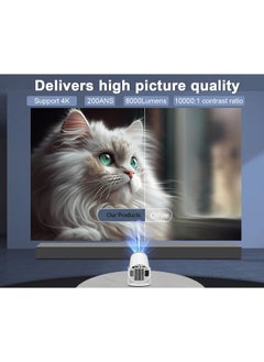 SYOSI Mini Projector 4K 1080P Support, Full HD 180° Rotation Portable Projector WiFi6 BT 5.0 Android 11, Smart Auto Keystone Horizontal Correction, Rotatable Outdoor Movie Projector Compatible with Phone  - Image 2