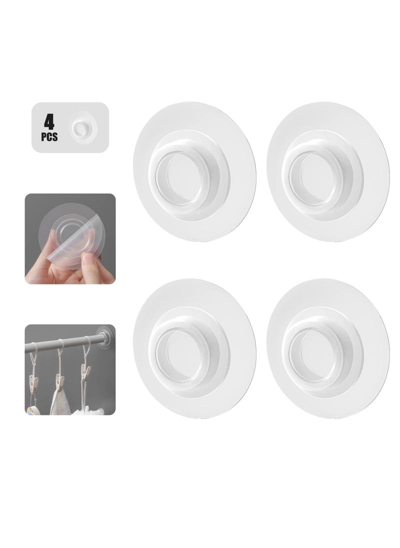 Self Adhesive Telescopic Rod Holder, Mounted-Free Shower Curtain Pole Support, No Drilling Clothes Bar Bracket, Multipurpose Tension Retainer, Non Displacement, Strong Bearing, Capacity, 4pcs - Image 1