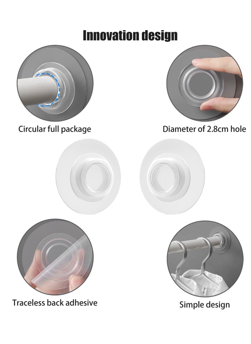 Self Adhesive Telescopic Rod Holder, Mounted-Free Shower Curtain Pole Support, No Drilling Clothes Bar Bracket, Multipurpose Tension Retainer, Non Displacement, Strong Bearing, Capacity, 4pcs - Image 3