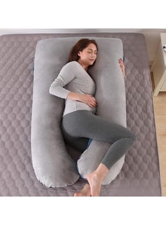 سكاي تاتش وسادة حمل على شكل حرف U مع سحاب وغطاء مخملي - دعم كامل للجسم للرأس والظهر والوركين والساقين والبطن، رمادي داكن  - Image 3