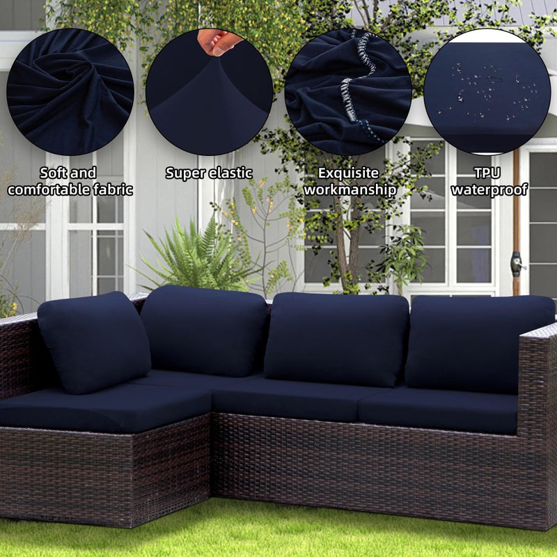 SUKAIKEQA Outdoor Cushion Covers Set,8PCS Waterproof Patio Furniture Couch Seat Slipcovers, Replacement for Sofa Sectional Chair(Coverï¼ŒOnly) - Image 5