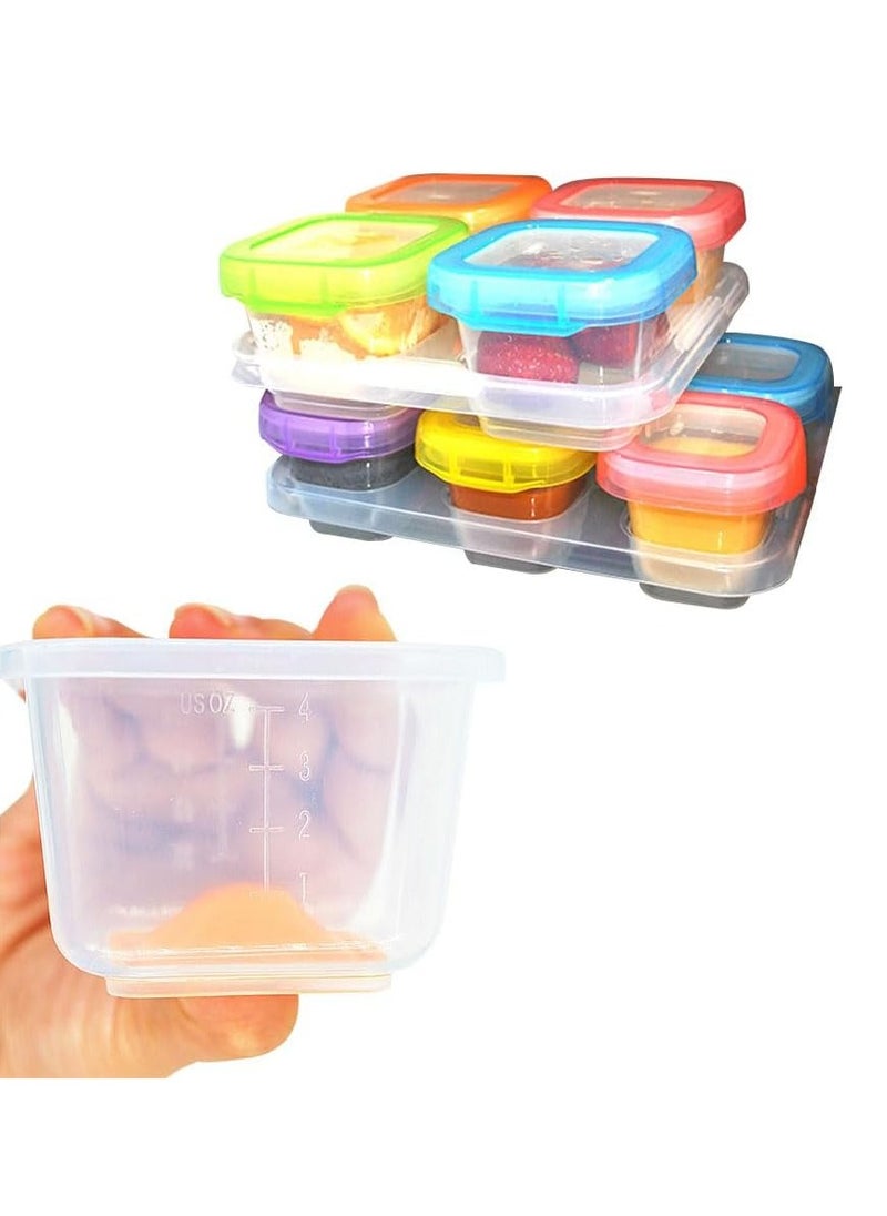 Baby Food Blocks Containers, 6 Pack Leakproof Baby Food Jars with Lids, Resuable BPA Free Baby Food Jars, Microwave, Freezer & Dishwasher Safe(60ml)