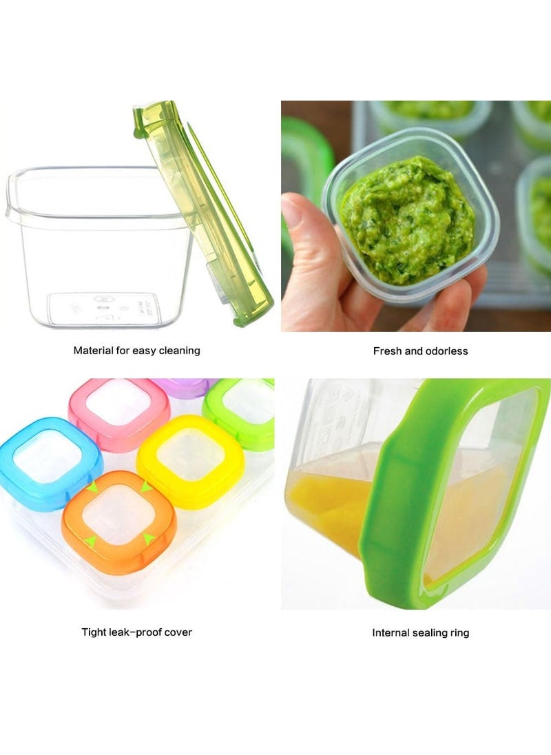 Baby Food Blocks Containers, 6 Pack Leakproof Baby Food Jars with Lids, Resuable BPA Free Baby Food Jars, Microwave, Freezer & Dishwasher Safe(60ml)