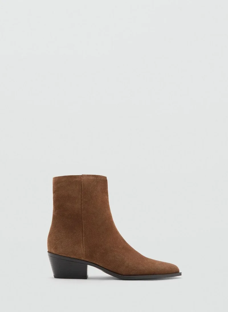 MANGO Heel suede ankle boot