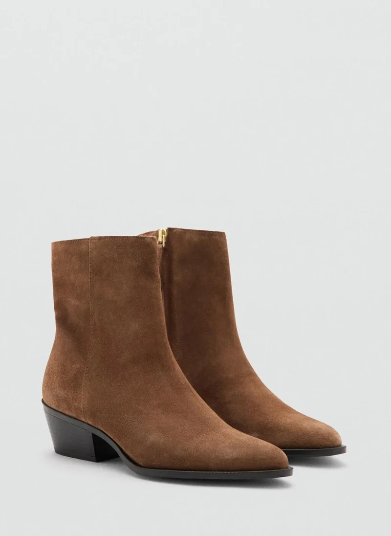 MANGO Heel suede ankle boot
