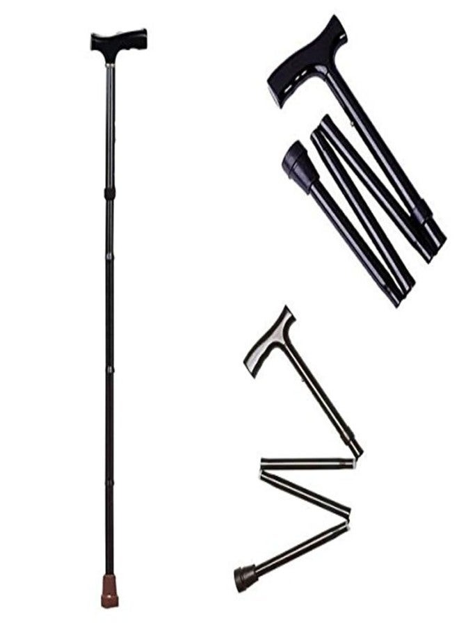 SR BIOTECH Height Adjustable Folding Walking Stick for Old People,Non-Slip Grip Handle for Men & Women,Collapsible Walking Stick,Campingne Base for Hiking Camping, Stick for Old Man Walking - Image 1