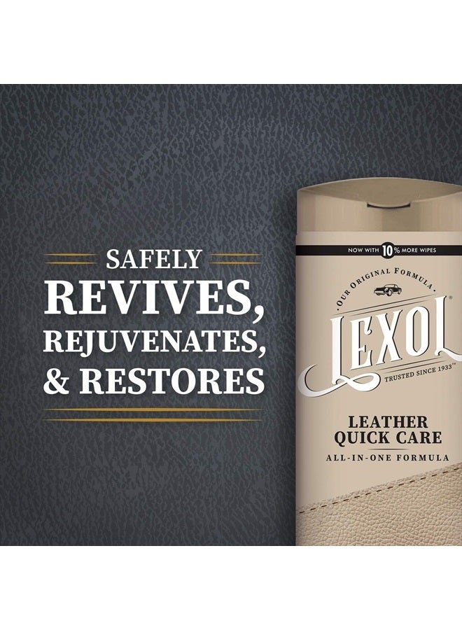 LEXOL منتج العناية السريعة الشامل لجميع أنواع الجلد، أفضل منظف ومكيف للجلد، للاستخدام على الملابس الجلدية، الأثاث، داخل السيارات، الأحذية، الحقائب، مناديل ورقية بعدد 28، E301500100، أبيض - Image 3