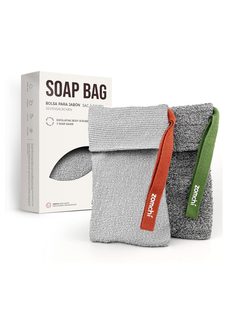zomchi ZOMCHI 2 Pieces Different Roughness Soap Pouch and Soap Saver Pocket for Use in Shower, Body Scrubber Shower Sponge, Premium Exfoliating Soap Bag  - Image 1