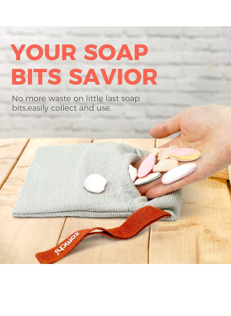 zomchi ZOMCHI 2 Pieces Different Roughness Soap Pouch and Soap Saver Pocket for Use in Shower, Body Scrubber Shower Sponge, Premium Exfoliating Soap Bag  - Image 4