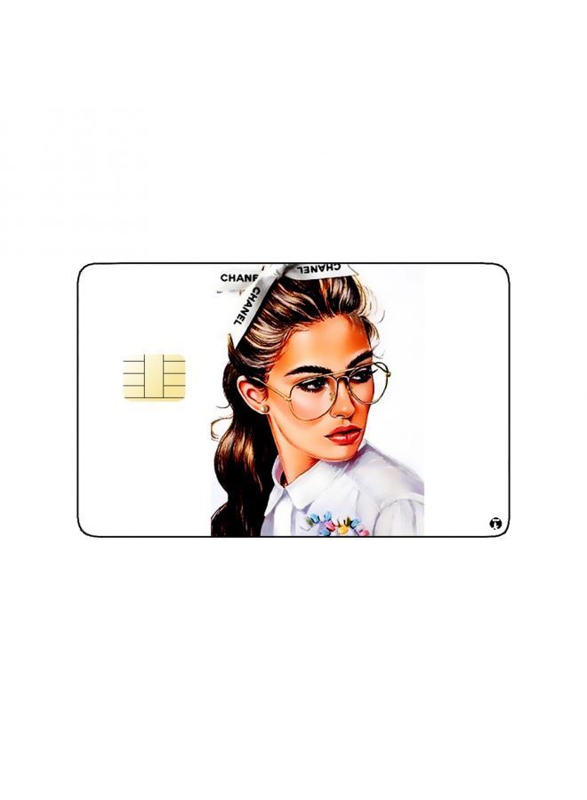 RKN PRINTED BANK CARD STICKER Beautiful Woman Drawing With Glasses - Image 2