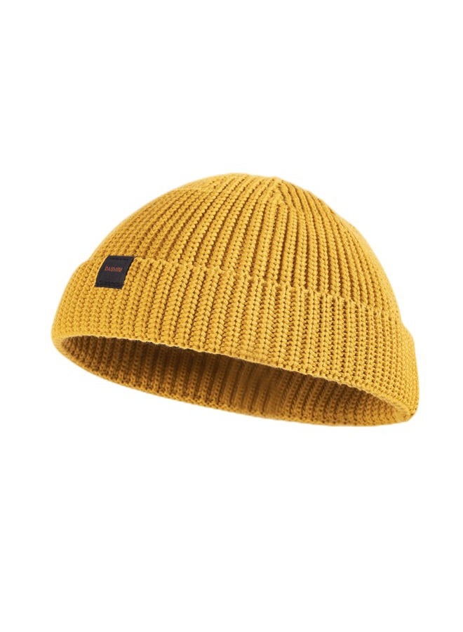 DASMINI Fisherman Beanie,Skull Cap Mens Cotton Beanie Winter hat Small Short Warm Gift (Mustard, Size M) - Image 1