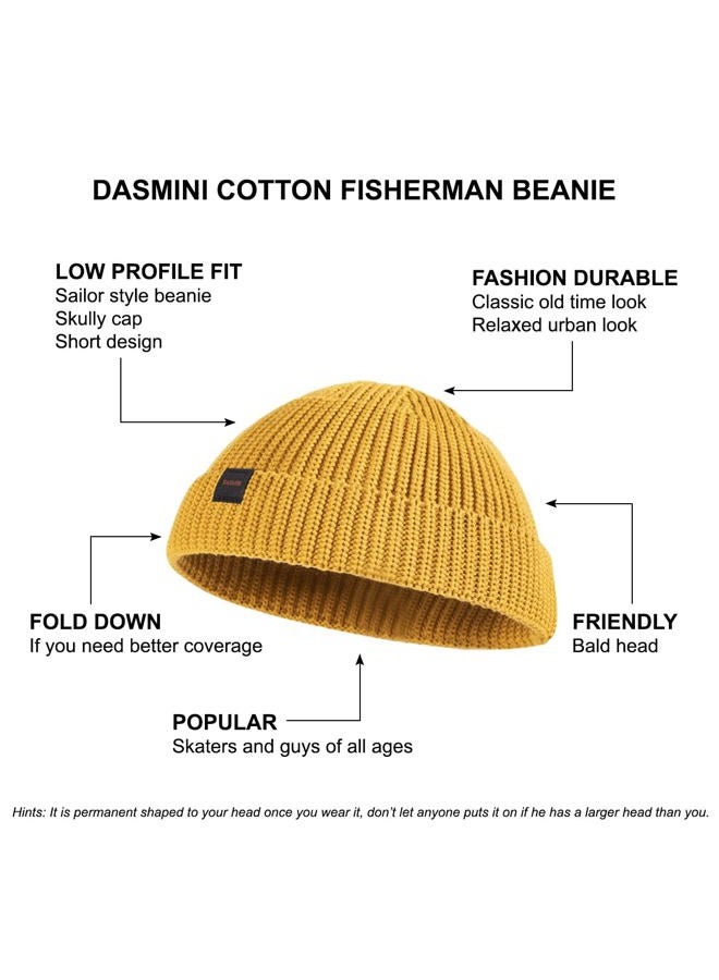 DASMINI Fisherman Beanie,Skull Cap Mens Cotton Beanie Winter hat Small Short Warm Gift (Mustard, Size M) - Image 5