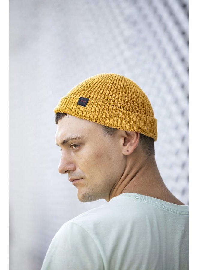DASMINI Fisherman Beanie,Skull Cap Mens Cotton Beanie Winter hat Small Short Warm Gift (Mustard, Size M) - Image 3