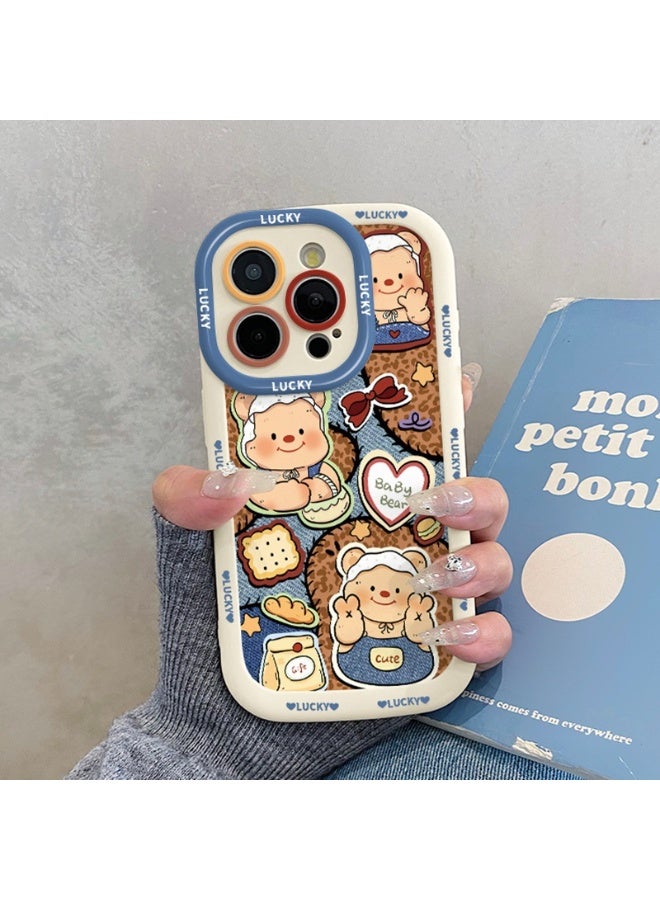 NIBEMINENT Protective TPU Case Cover For iPhone 16 Pro Max, Cowboy Leopard Print Butter Teddy Bear - Image 1