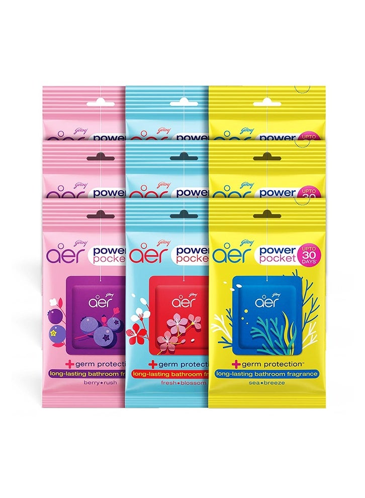 غودريج آير معطر جو جودريج إير باور بوكيت للحمام والمرحاض، يدوم حتى 30 يومًا، 10 غرام، عبوة من 9 قطع - Image 4