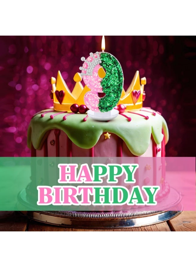 Birthday Number Candles,Pink Crown Birthday Candles for Cake,Glitter Number Candle Cake Topper with Sequins for Girls,Women, Anniversary Celebrations Supplies  - Image 3