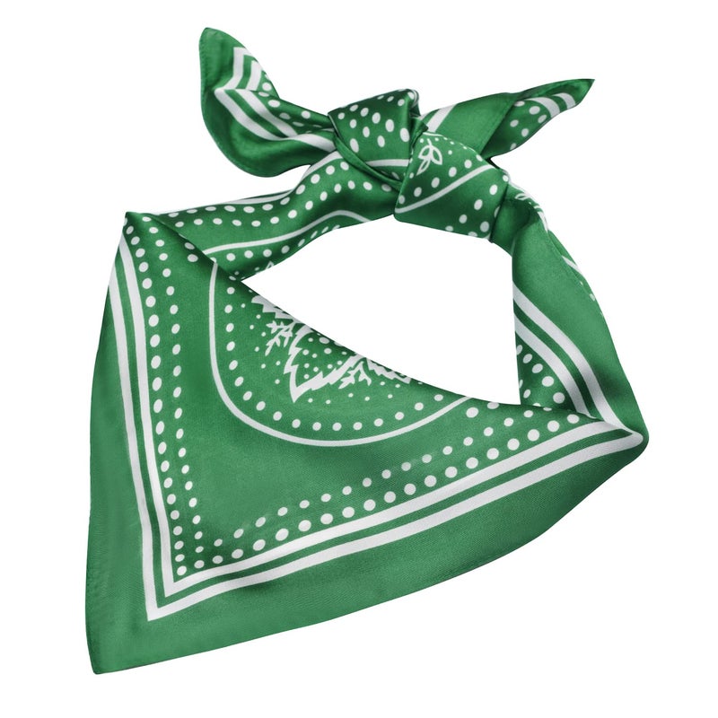 VANLINKER 27.5 Inches Silk Head Scarf for Women Men Vintage Bandanas Satin Hair Scarf Silk Wrap Scarf Neckerchief Square Scarves VL9549 Green - Image 2