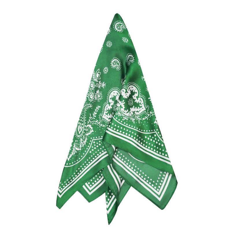 VANLINKER 27.5 Inches Silk Head Scarf for Women Men Vintage Bandanas Satin Hair Scarf Silk Wrap Scarf Neckerchief Square Scarves VL9549 Green - Image 3
