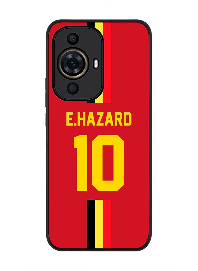 Stylizedd Rugged Black Edge case for Huawei nova 11 Pro, Slim fit Soft Flexible Rubber Edges Anti Drop Cover - Football Team - Belgium, Player Name - E.Hazard - Image 1