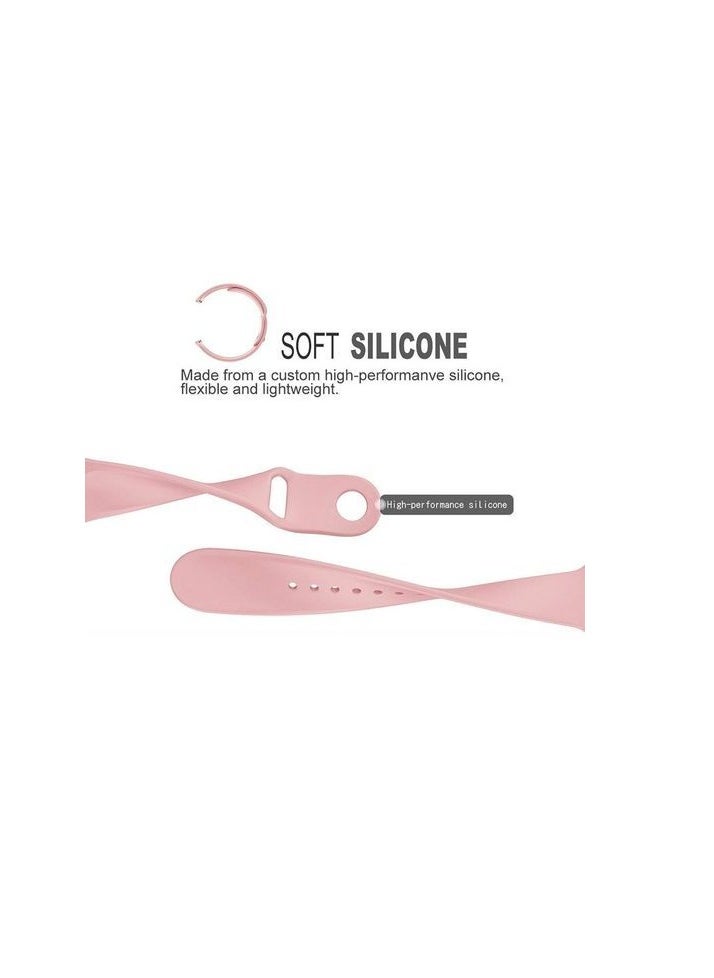 Generic - For Apple Watch Series 4/5/6 Strap Band 42/44mm -Sport Rubber Bracelet - Sand Pink - Image 1