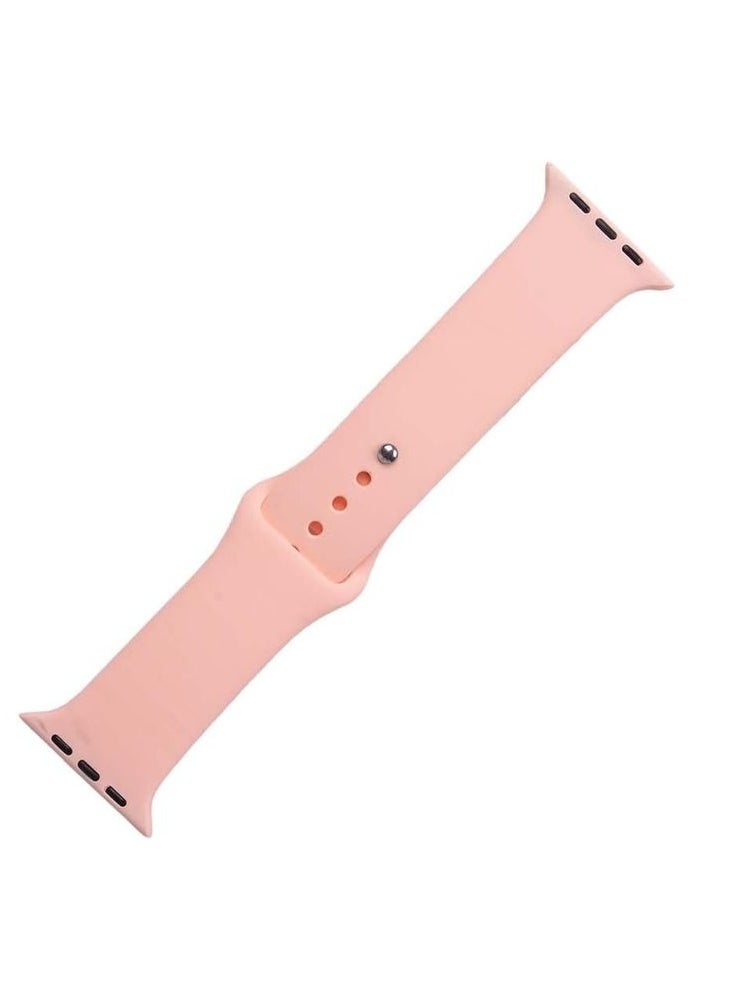 Generic - For Apple Watch Series 4/5/6 Strap Band 42/44mm -Sport Rubber Bracelet - Sand Pink - Image 1