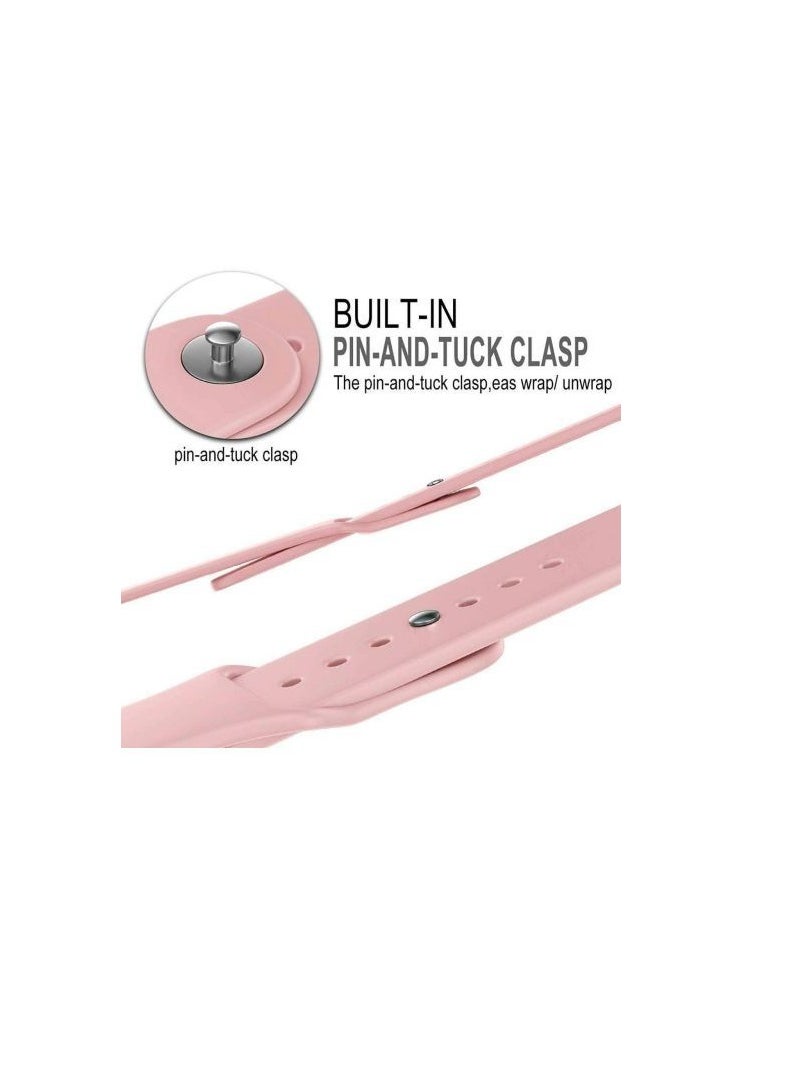 Generic - For Apple Watch Series 4/5/6 Strap Band 42/44mm -Sport Rubber Bracelet - Sand Pink - Image 1