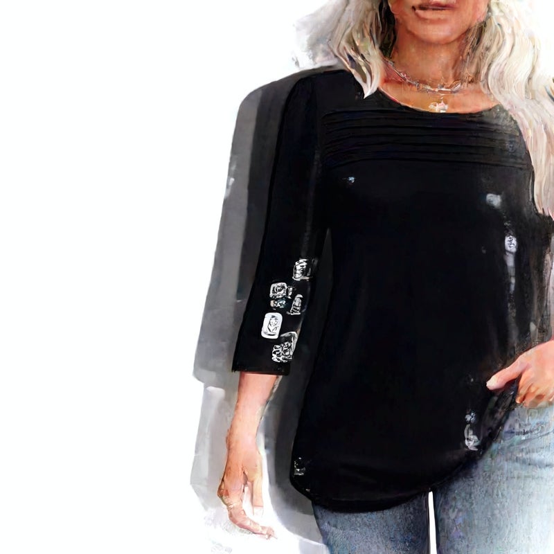 Striped Long Sleeve Round Neck T-Shirt - Image 2