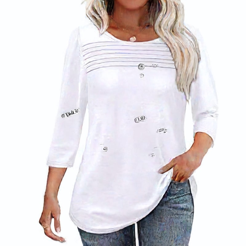 Striped Long Sleeve Round Neck T-Shirt - Image 1