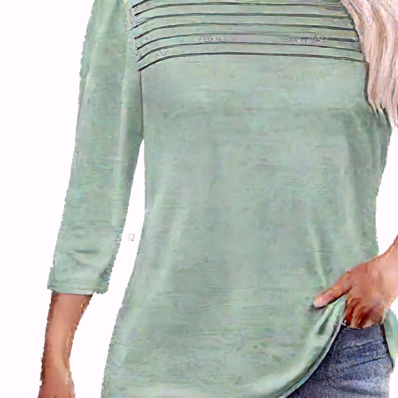Striped Long Sleeve Round Neck T-Shirt - Image 3