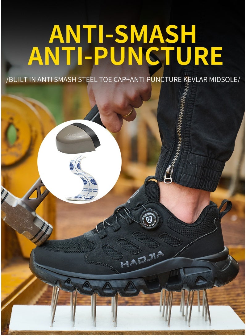 أحذية أمان رجالية ذات أصابع فولاذية، خفيفة الوزن ومريحة، مقاومة للثقب ومقاومة للانزلاق، مقاومة للتآكل ومتينة، مريحة لفترات طويلة من الوقوف، خفيفة الوزن وجيدة التهوية، أحذية عمل يمكن ارتداؤها أيضًا كأحذية رياضية عصرية. - Image 5