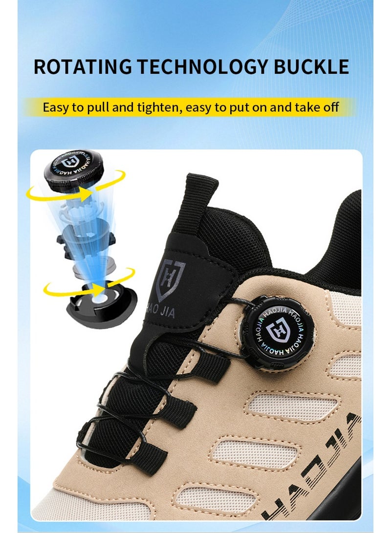 أحذية أمان رجالية ذات أصابع فولاذية، خفيفة الوزن ومريحة، مقاومة للثقب ومقاومة للانزلاق، مقاومة للتآكل ومتينة، مريحة لفترات طويلة من الوقوف، خفيفة الوزن وجيدة التهوية، أحذية عمل يمكن ارتداؤها أيضًا كأحذية رياضية عصرية. - Image 4