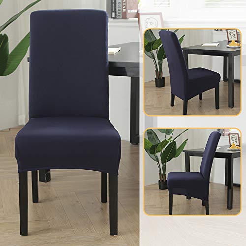 CCTFS Stretch Dining Chair Slipcovers, XL/Oversized Removable Washable Soft Spandex Extra Large Dining Room Chair Covers for Kitchen Hotel Table Banquet Solid Color (2 Per Set, Navy) - Image 3