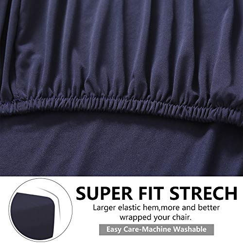 CCTFS Stretch Dining Chair Slipcovers, XL/Oversized Removable Washable Soft Spandex Extra Large Dining Room Chair Covers for Kitchen Hotel Table Banquet Solid Color (2 Per Set, Navy) - Image 5