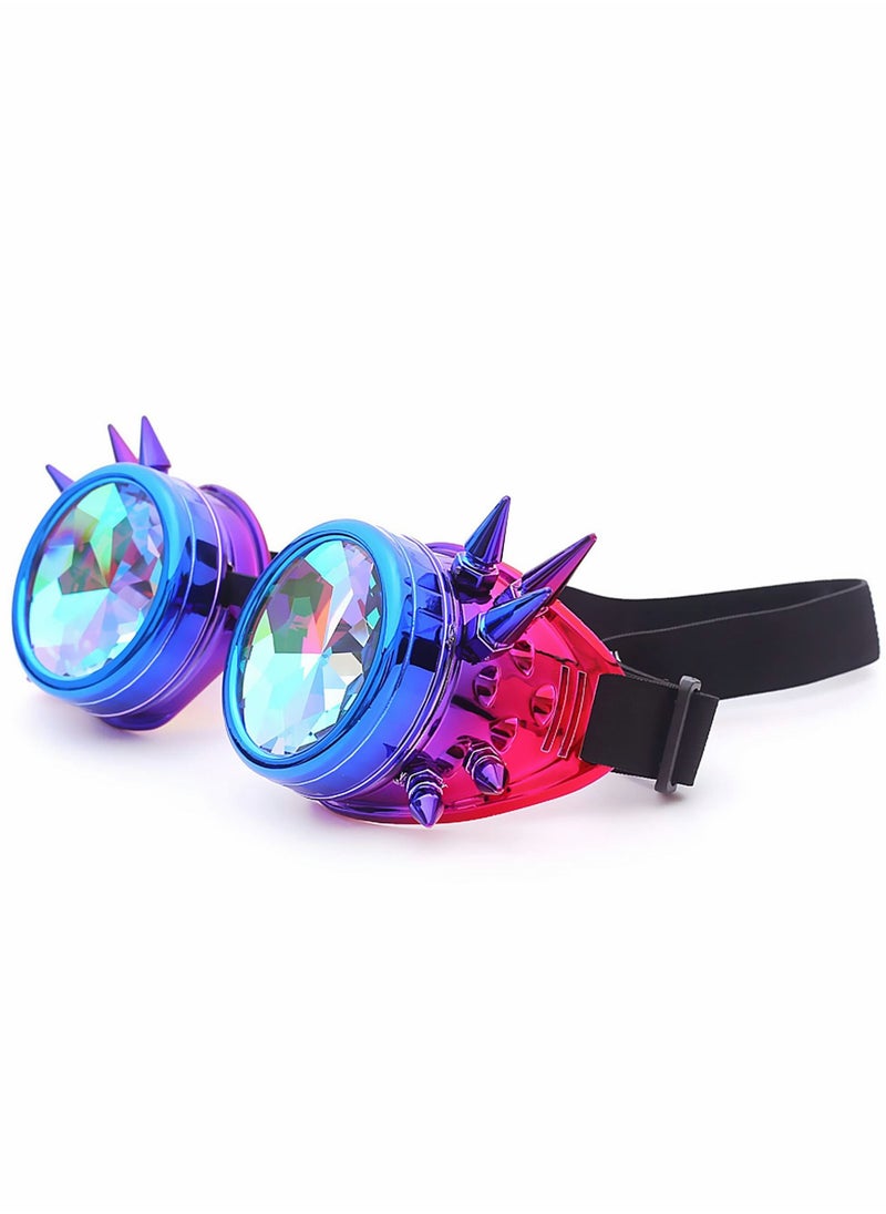 Excefore Kaleidoscope Glasses, Crystal Rainbow Kaleidoscope Rave Glasses, Steampunk Goggles Outfits Accessories for Raves  - Image 1