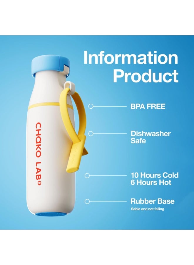 CHAKO LAB Insulated Stainless Steel Water Bottle with Strap | BPA-Free Leak Proof | 17oz Bottle with Spout Lid & Straw - Image 3