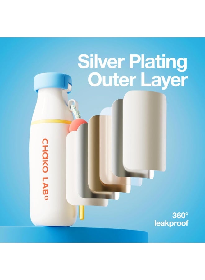 CHAKO LAB Insulated Stainless Steel Water Bottle with Strap | BPA-Free Leak Proof | 17oz Bottle with Spout Lid & Straw - Image 5